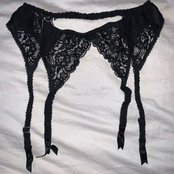 CHRISTIAN DIOR Vintage Black Lace Garter Belt XS/S